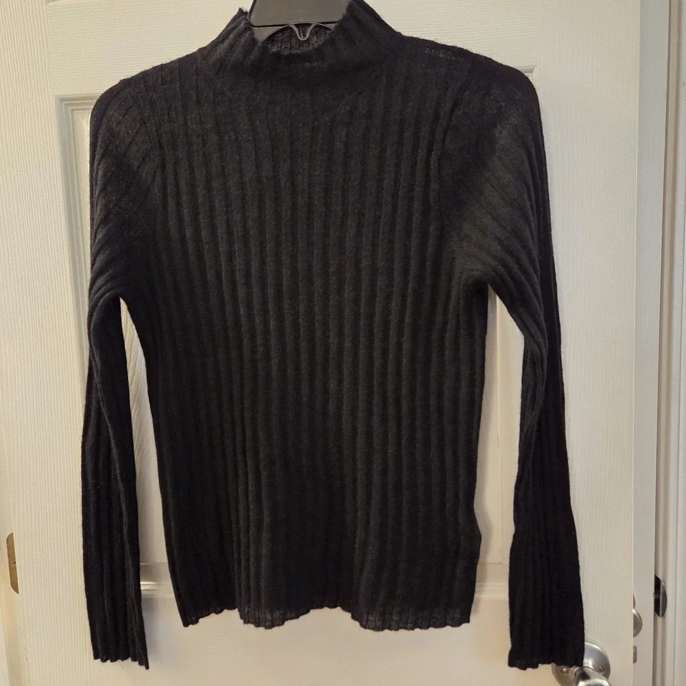 Madewell sz L black lightweight Alpaca Blend Mockneck Sweater Ribbed NWT classic